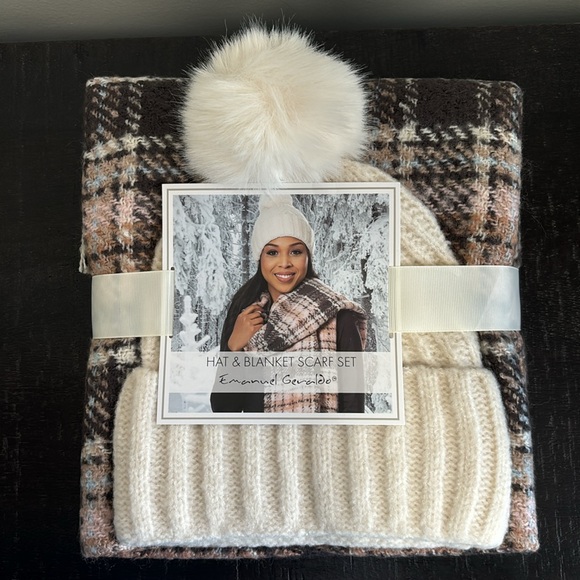 Winter White Hat and Blanket Scarf Set - Picture 2 of 5